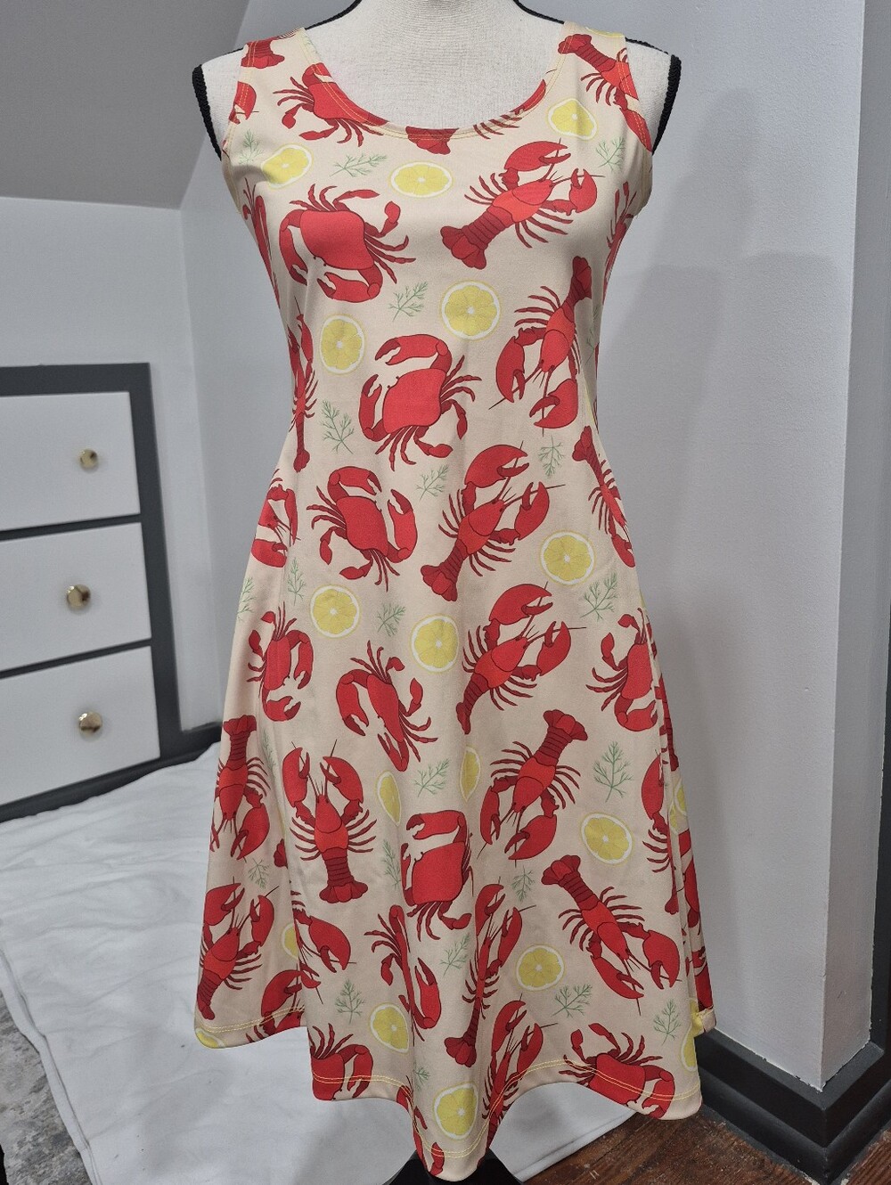 Unique CowCow Lobster And Lemon Skater Dress